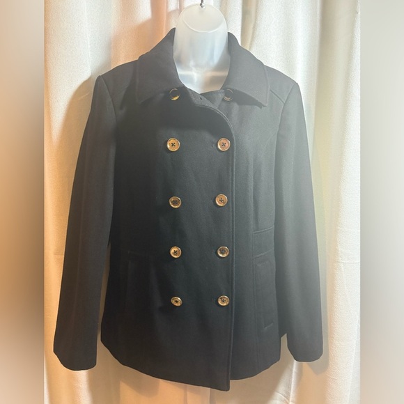 Michael Kors Wool Blend Peacoat w/ gold buttons Plus Size 16‎ - Picture 1 of 11